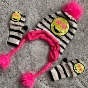 Justice Flip Sequin Emoji Hat and Mittens